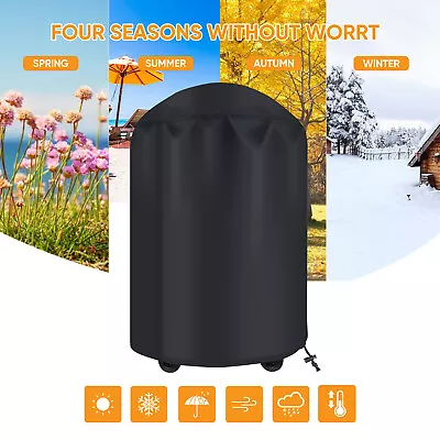 Round BBQ Grill Cover Heavy Duty Waterproof Sun UV Dust Protect For Weber Kettle • $15.99