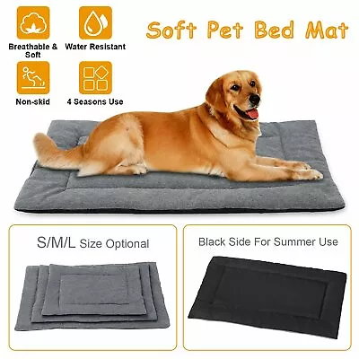 Dog Bed Mat Fleece Pet Dog Crate Carpet Reversible Pad Cushion For S/M/L Dogs • $11.99