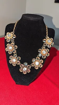 J.Crew Crystal Rhinestone Floral Statemet Necklace • $40