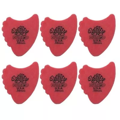 6 X Jim Dunlop Tortex Fins 0.50mm Red Guitar Picks 414R Free Shipping • $5.43