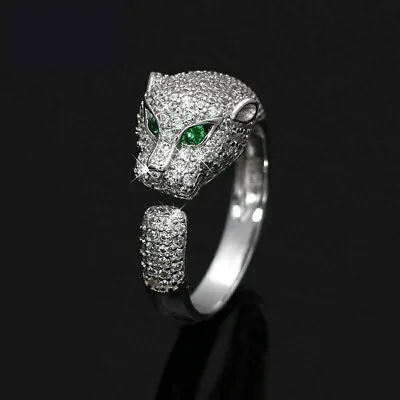 1.10 CT Lab-Created Emerald Diamond Men's Panther Ring Real 925 Sterling Silver • $151.38