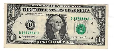 1995 $1 One Dollar Bill  Error Misprint • $40.50