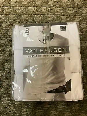 Van Heusen Classic Cotton V-Neck Tees 3 Pack L/G42-44 NEW In Package • $24.50