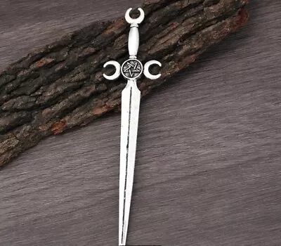 Triple Moon Goddess Pentagram Sword Hair Stick Pin Witchcraft Wicca Pagan... • $15