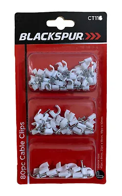 £2.49 • Buy BlackSpur 80 Cable Nail Clips Mixed | 6mm 8mm 10mm | Wire Wiring Tidy Home. New