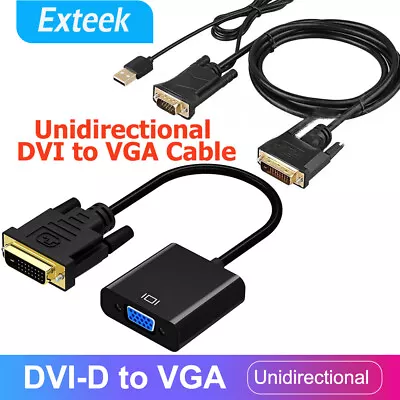 DVI-D 24+1 Pin Male To VGA 15Pin Female/Male Active Cable Adapter With USB Power • $7.85