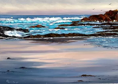 Australian Beach Sunset NSW North Coast Seascape Impressionist Original Oil • $65