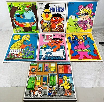 Playskool Sesame Street Wooden Puzzles Bert Ernie & Friends Vintage Lot Of 7 • $50.05