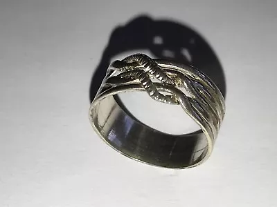 Vintage Sterling Silver Intertwined Snake Band Ring Sz 7.5 4mm Wide • $17