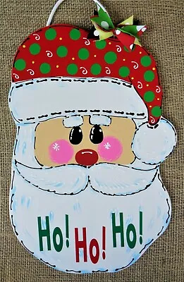 Ho Ho Ho SANTA CLAUS Christmas SIGN Wall Door Hanger Plaque Wreath Accent Decor • $13