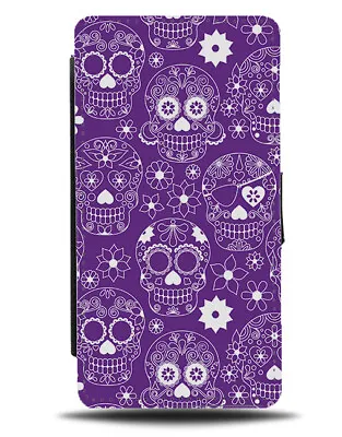 Purple Sugar Skull Flip Wallet Case Skulls Mexican Floral Lilac Violet G586 • £19.99