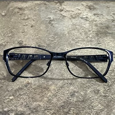 Ellen Tracy NAPLES Navy Blue Metal Full Rim Eyeglasses Frames 54-16-135 • $24.99