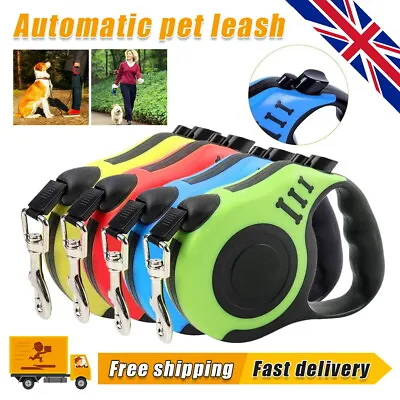 £1.99 • Buy Retractable Dog Lead Extendable Training Dog Leash Pet Leads 2 Sizes 3m 5m UK