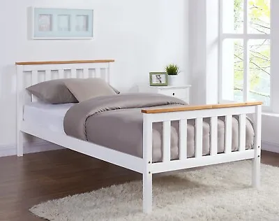 £204.99 • Buy White Wooden Bed Single Double King Size Bed Frame 3FT 4FT6 5FT Solid Pine Bed