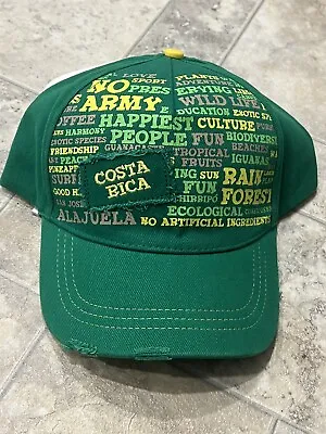 Costa Rica Promo Hat Vacation Destination Green Cap Strap Back Happiest People • $6.99