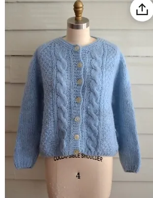 Vintage 1960 Italian Cardigan Baby Blue Mohair Cardigan • $125