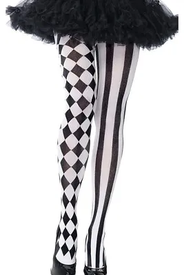 $14 • Buy Leg Avenue-Jester Harlequin Tights Stripes/Diamonds Black/White Pantyhose OSFM