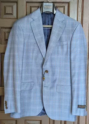 TED BAKER Jay 100% Wool Blue Plaid Sport Coat Blazer Jacket Size 38 S NEW • $175