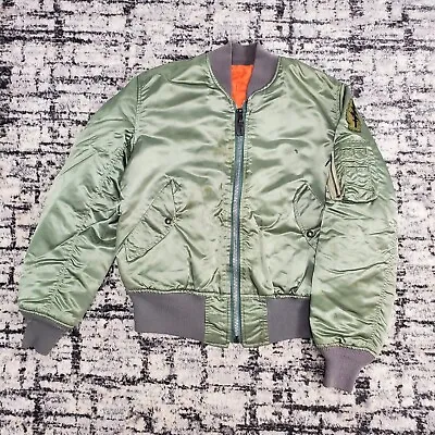 Vtg 80s Flight Jacket Flyers Man Intermediate MA-1 S OG Reversible Military 1987 • $134.99