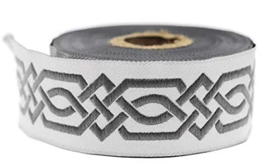 $50.99 • Buy 11 Yard Spool 1.37 Inches Wide Gray Celtic Claddagh Celtic Ribbon Embroidered...