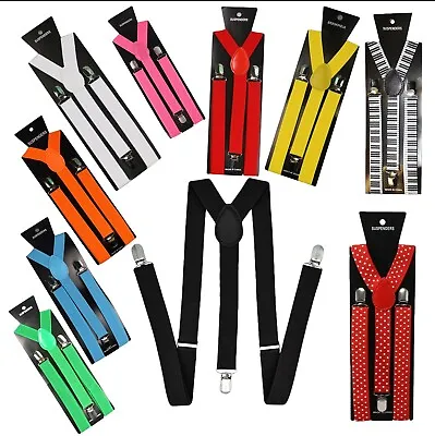 Unisex Adjustable Clip On Braces Suspender Trouser Fashion Brace Fancy Dress • £3.99