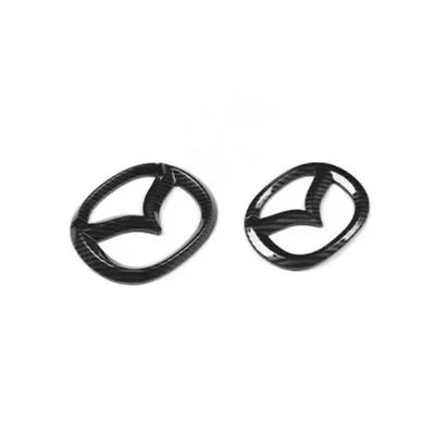 Carbon Fiber Front + Rear Car Grill Logo Emblem Cover Trim For Mazda 3 2020 2021 • $34.09