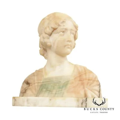 Antique Art Nouveau Alabaster Bust After Giuseppe Bessi • $995