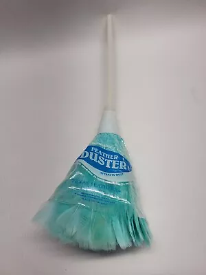 Vtg Feather Duster Household Cleaning Tool MCM Retro Plastic Handle NOS Teal • $11.90