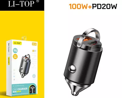 Car Charger Mini Dual USB PD 100W/20W Fast Charging Cigarette Lighter Adapter • $9.99