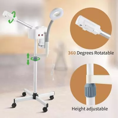 Professional Facial Steamer 2 In 1 Face Steamer With 3X Magnifying Lamp & Wheels • $62.55