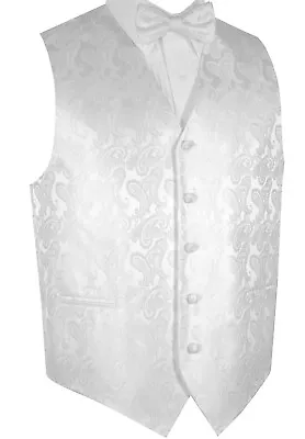 Men's Paisley Formal Tuxedo Vest Bow-Tie & Hankie Set. Wedding Prom Cruise • $22.95