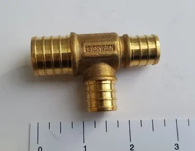 1 Piece 1  X 3/4  X 3/4  Pex Tee Brass Crimp Fittings ( Lead Free ) • $2.69