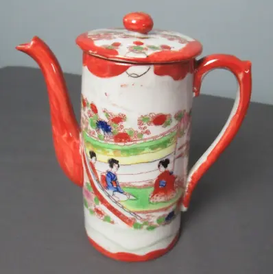 Vintage Chocolate Tea Pot - Pink Lady - Oriental - Porcelain - Japan - 1 139 • $12.94