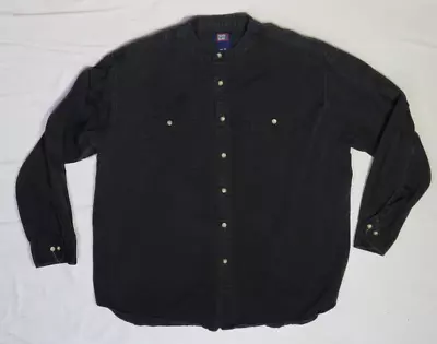 Faded Glory Mens Shirt Black Xl 52469 Vintage Denim Banded Frontier Pioneer • $24.49