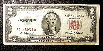 Vintage 1953 A RED SEAL $2 Two Dollar UNITED STATES NOTE** • $3.25