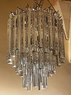 Chandelier Crystal Murano Venini View Murano 1960 Midcentury • $3261.30