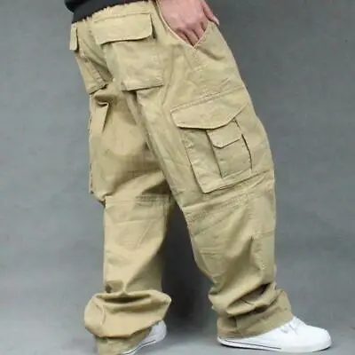 Mens Baggy Loose Casual Cargo Work Cotton Pants Plus Size  • $15.19