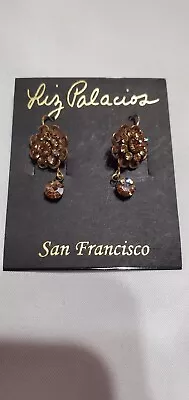 Vintage Sparky Liz Palacios San Francisco  Amber Crystals Earrings • $18.78