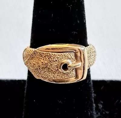 Vintage Crown Trifari Designer Signed Gold Tn Belt Buckle Costume Cocktail Ring • $42