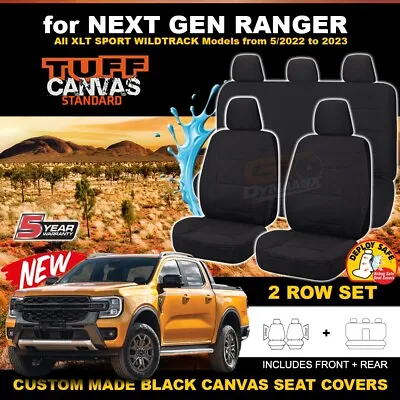 BLACK TUFF CANVAS Seat Covers For NEXT GEN Ranger XLT SPORT WILDTRACK 5/2022-24 • $205.86