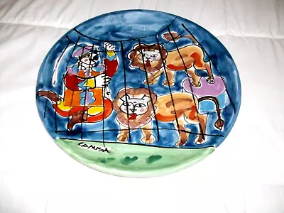 $65 • Buy 11 1/2  Plate LaMusa Cubist Picasso Italian Style Art Pottery LIONS TRAINER Nice