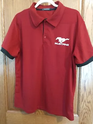 Mustang Mens Polo Shirt Wine Red Logo Size  M • $12