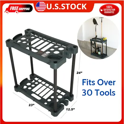 Garage Tool Rack Organizer Broom Mop Holder Garden Utility Storage Stand 30 Slot • $22.28