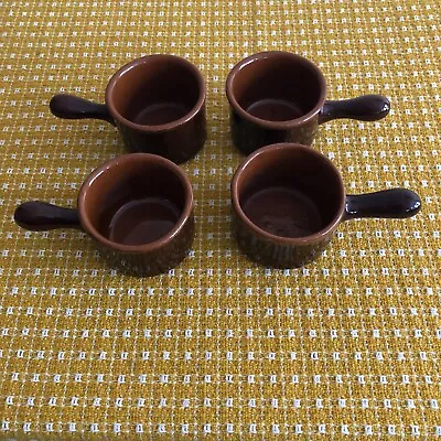 Vintage Vulcania Italy Set Of 4 Ramekins Serving Crock Handle Redware Pottery • $19