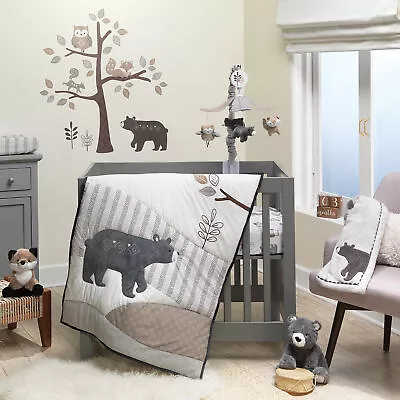 Lambs & Ivy Woodland Forest Animal Nursery 3-Piece Mini Crib Bedding Set - Gray • $79.99