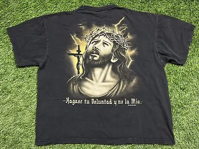 Vintage 2000's Jesus Crown Of Thorns T-Shirt Men's 2XL Black • $27.89