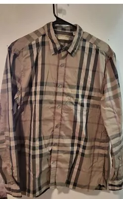 Burberry Brit Shirt Men Size XL Beige Button Down Long Sleeve • $205