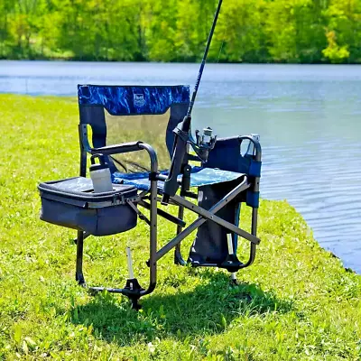 Fishing Accessory Chair Fisherman's Folding Director's Seat With Rod Holder • £76.95