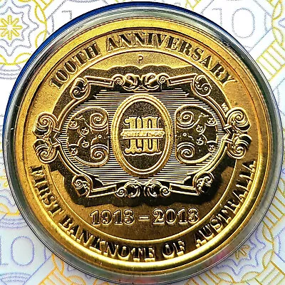 🌈Rare UNC $1 Dollar Australia-100th-Anniversary-AUS-First-Banknote Golden Coin • $80