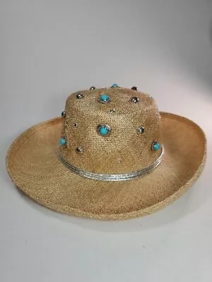 Sonni Of San Francisco Stylish Straw Hat With Turquoise And Silver Accents  • $22.95